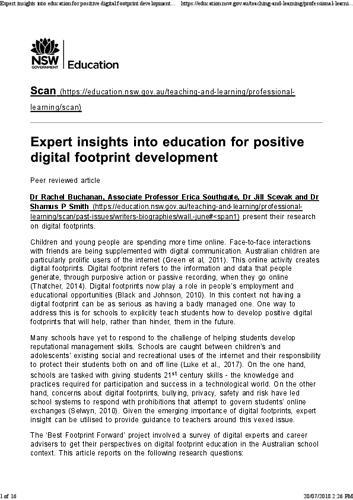 Expert Insights Into Education For Positive Digital Footprint Development